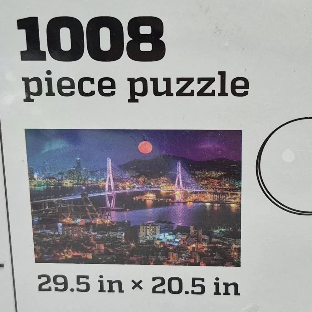 Night City On The River Puzzle 1000 Pcs Harbor Port w/Poster~Sealed~29.5x20.5 In